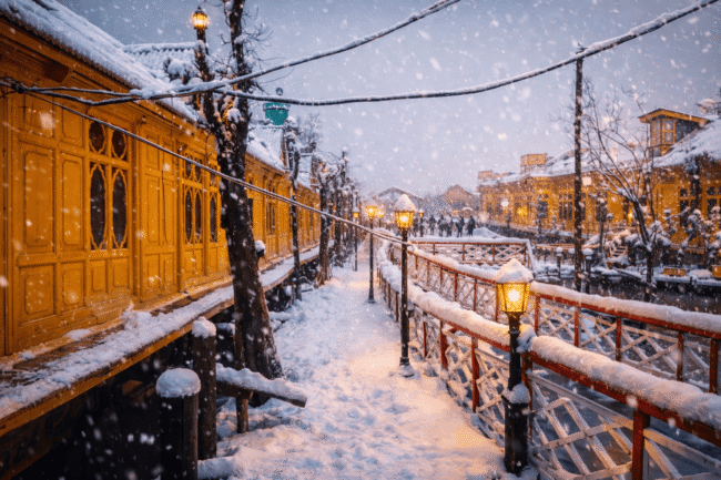 Snowy Kashmiri house